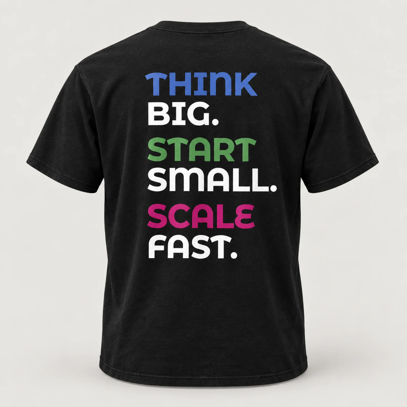 T-Shirt „Think big. Start small. Scale fast.“